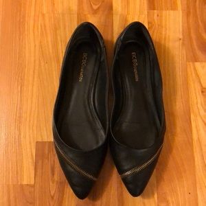 BCBGeneration Black and Gold Zipper Flats